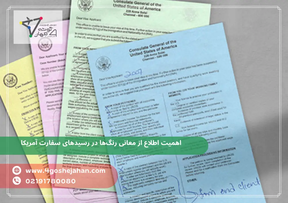 Different colors of US embassy papers (1) اهمیت اطلاع از معانی رنگها در رسیدهای سفارت آمریکا